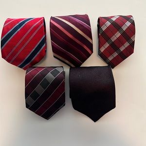 LOT! Five Men’s Silk Ties in Red/Maroon Colors